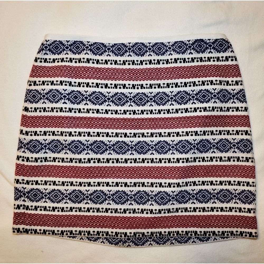 MADEWELL Jacquard Red Blue White Gamine Mini Skirt Size 6